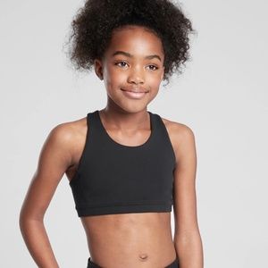 Athleta Girl Speed Racer Sports Bra Small 7 Black Cut Out Back #980437 NWOT